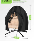 Waterproof Double Egg Chair Cover for Outdoor Hanging Swing Seats 91 By 80 Inches on chair stand, black 210D PU polyester.