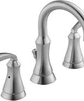 Two Handle Widespread Bathroom Faucet With WaterSense, ADA Compliant, Fits 3-Hole Installations, chrome finish, three-piece set