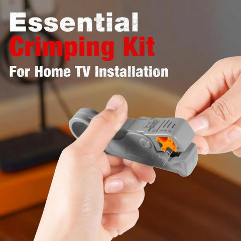 Pro Grade 3 In 1 Coax Cable Repair Kit With Adjustable Wire Stripper And Crimper For RG59 RG6 RG11 RG7 F Type Connectors in use