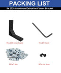 8 Piece 2020 Corner Bracket Kit With 32 M5 T Slot Nuts Plus 32 M5x12mm Hex Socket Cap Screws And 1 M3 Wrench For Aluminum Extrusion 2020 Series Projects And DIY Builders, packing list view