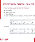 Flexible Steel Rule With Satin Chrome Finish For Quick Reading Inch Measurements, 32nds, 64ths And Aircraft Fiftieths And Hundredths