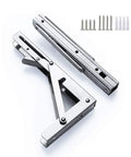 Premium 304 Stainless Steel Folding Shelf Brackets Triangle Wall Mounts showing a foldable design with screws for DIY projects.