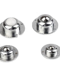 Heavy Duty Precision Universal Ball Bearing Casters And Smooth Rolling Nylon Stem Wheels For Any Furniture Or Gear Setup And Round Flange Three Bolt Mount And Rock Solid Industrial Replacement Single Pack, chrome ball bearings on flat bases.