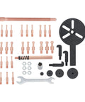 36 In 1 Blind Hole Bearing Puller Kit With Inner Outer Bearing Separator Set And Gear Splitter Pull Tool parts arranged on display.