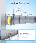 Close-up of 6 Feet Universal Drain Hose Kit for Washing Machines and Dishwashers with size details and clamp attachment.