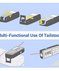 Illustration of Rock Solid Bluetooth Laser Distance Measurer With 229 Foot Range And IP54 Weather Defense in multi-functional use.