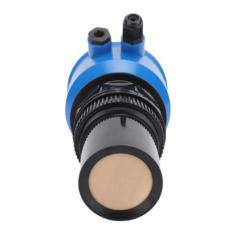 Ultrasonic Water Level Sensor With LCD Display, 4-20mA Output, DC24V, 0-10m Range, Blue Housing, front view