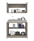 Built Like A Tank Wooden Twin Cabinet Set In Fresh Light Gray With Dual Countertops and smart compartments for heavy duty storage.