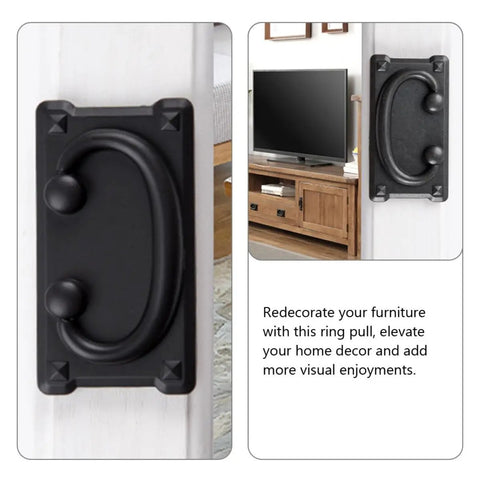 Antique Drawer Ring Pulls Set Of 2 In Black Metal Cabinet Handles For Furniture Doors And Drawers Vintage Style Ring Knobs