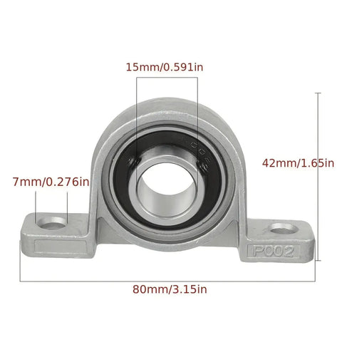 Self Aligning Pillow Block Ball Bearing With Cast Iron Housing Chrome Steel Insert For Heavy Machinery Providing Low Noise Smooth Rotation With High Load Capacity Stress Free Maintenance For Shops Where Reliability Matters. 15mm 2-bolt housing