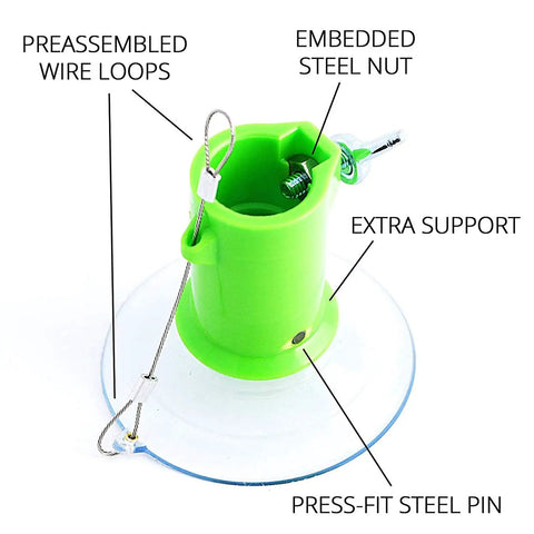Top view of green Beefy Workhorse Bulb Changer for Heavier LED Bulbs with suction cup and locking thumb screw features