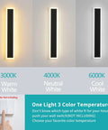 3 color temperatures of 2 Pack Modern Outdoor Wall Lights 3000 To 6000K Exterior Sconce With Frosted White Acrylic Diffuser