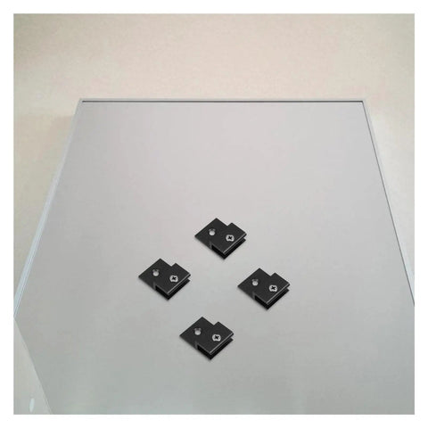 Heavy Duty Glass Fixing Clips Set, H Type Black Aluminum Alloy Wall Mount Clamps on glass panel