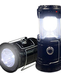 Two Pack Collapsible Camping Lantern With Solar USB Rechargeable Portable Waterproof LED Light That Doubles As Lantern And Flashlight