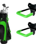 Wall Mounted Golf Bag Rack For Two Bags Space Saving Garage Organizer with green accents and heavy duty welded joints