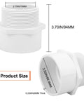 Dimensions of 2 Pack 3 Inch PVC Male Adapter Pipe Fittings 2 Way Hose Coupling With 3 Inch Male Hose Thread Schedule 40 White