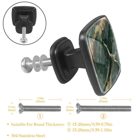 Hella Chic Marble Ombre Cabinet Pulls Set Of Four Sage Green And White Abs Resin Drawer Handles With Stainless Steel Screws close-up view