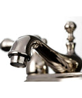 Close-up of 4 Inch Centerset Bathroom Faucet in Polished Nickel Finish, Deck Mount, 3-Hole Installation, Drip-Free Ceramic Disc Cartridge