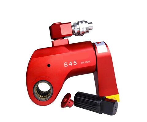 Heavy Duty Hydraulic Torque Wrench With 360 Multidirectional Swivel Square Drive And Quick Release Fittings forged steel red head component.