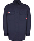 Light Weight Flame Resistant Shirt For Men CAT2 6.5oz Navy Fire Retardant Welding Shirt NFPA2112 Certified Workwear Safety Gear