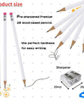 25 Pack Value Woodcase Pencils With Erasers Pre Sharpened Hexagon Graphite 2B For Home And Office Writing Includes Free Sharpener White Great For School Work And Everyday Note Taking