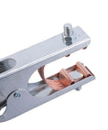 Close-up of Multifunction 500A Ground Clamp With Ergonomic Grip showing copper wire and metal construction for TIG Plasma Cutting.