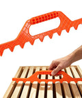 Beekeeping Frame Spacers 2 Pack 9 Frame Spacer Tool for Beehive Boxes shown in hand, orange plastic, demonstration use