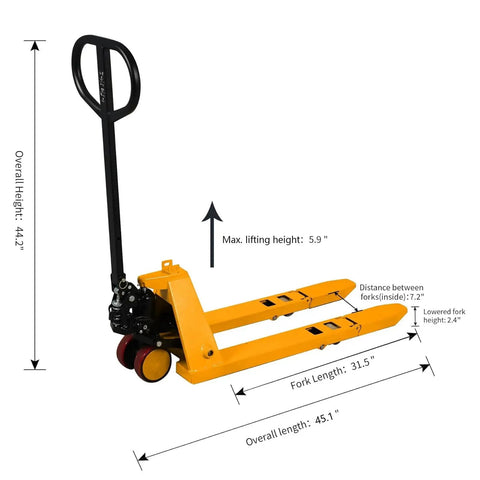 Mini Game Changer Pallet Jack With No Sweat Foldable Handle And Forks, 2200 Lb Manual Hand Truck Built For Tight Squeeze And Smooth Floor Glide, Quick Step Lever Lift Operation