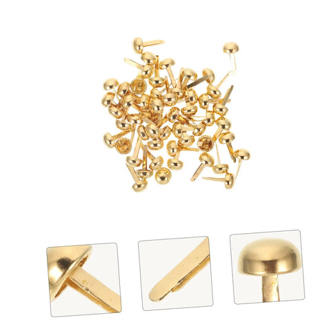 500-Piece DIY Craft Nails and Paper Fasteners Kit for cards and scrapbooking, golden miniature tacks and pin brads.