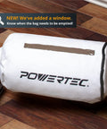 1 HP Portable Dust Collector With 560 CFM For Woodworking, showing reusable 1 micron bag with built-in dust level window.
