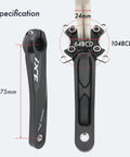 104 BCD Four Arm Mountain Bike Crankset with Chainring and BSA Bottom Bracket, 175mm, Oilslick Black Red Finish