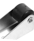 Close-up of heavy duty sliding door roller with black wheel and metal bracket for easy installation in closet tracks.