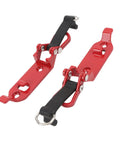 Two Pack Heavy Duty Roof Rack Shovel Holder With Metal Rubber Clamp Mount for vehicle or garage wall in red.