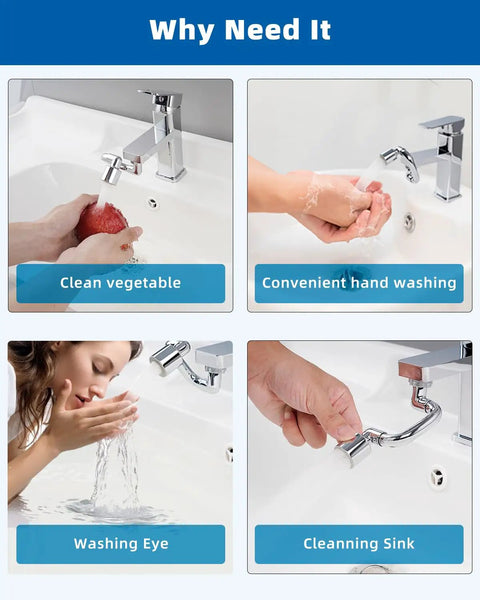Super Slick Chrome Faucet Extender Brings You A Bold 1080 Degree Swivel Rotation Plus Dual Spray Settings For Complete Sink Access Without Any Hassle Universal Fit