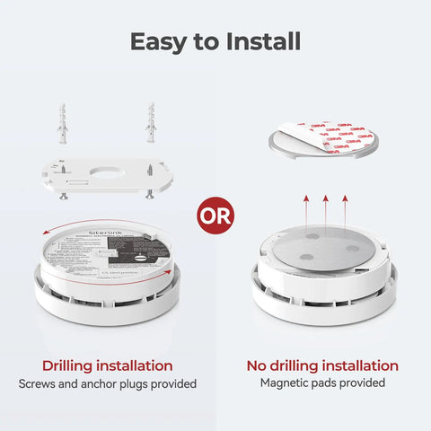 10 Year Battery Smoke Detectors 4 Pack No More Battery Changes With Photoelectric Sensor And Test Silence Button LED Indicator Lights For Home Safety Fire Alarm System Easy Install Superior Early Warning For Family, 4 pack, white round