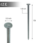 Heavy Duty 6 Inch Metal Nails 144 Pack Landscape Anchoring Spikes For Paver Edging Weed Barriers Turf Tent Stakes And More Ideal For Yard Construction Carpentry Projects displayed with size dimensions