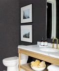 Bathroom with Black Silk Peel And Stick Wallpaper With Embossed Texture Self Adhesive Contact Paper For Walls 15.7 Inch By 393.7 Inch Roll