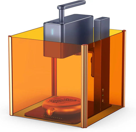 Top Shelf Laser Safety Window Plate For 200 To 540 Nm With Heavy Duty Blue Light Filtering and Smooth Industrial Grade OD 7 Plus Eye Protection Cover Clear Transparent Filter installed on a laser engraver.