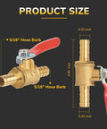 Product size of Heavy Duty Solid Brass Barb Shut Off Ball Valve For Fuel And Water Lines Leak Tight Flow Control with dimensions.