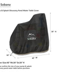 Side view of a black durable kids water table cover for pump and splash discovery pond, 600D Oxford fabric, fits 30L x 40W x 38H inches.
