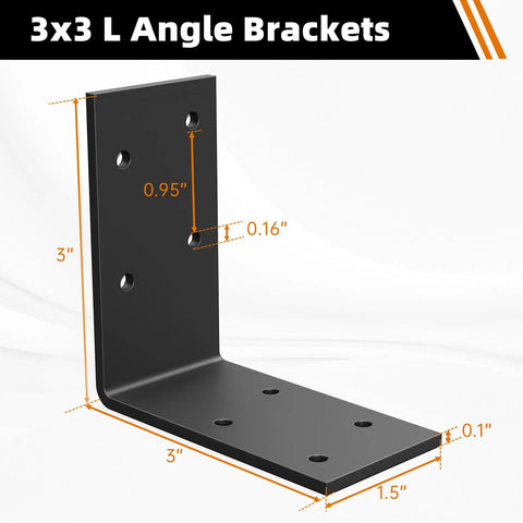 Shop Grade Tough As Nails Steel Angle Bracket 3 By 3 By 1.5 Inch right angle with measurement markings for easy installation.