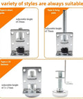 Rock Solid 4 Pack Leveling Feet for Sofa and Table Legs, Heavy Duty Steel Desk Riser Extenders with adjustable height options