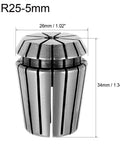 ER25 5mm Spring Collet Chuck for CNC Milling, Precision Chuck With 40Cr Steel Construction, Front View With Dimensions