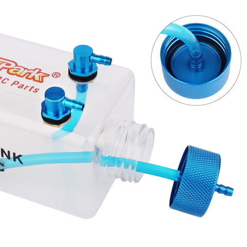 Preassembled RC Gas Fuel Tank For Gasoline Planes And RC Engines, 300cc Capacity, Durable Plastic Body With Aluminum Cap Detail