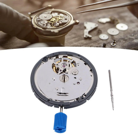 NH39A Automatic Mechanical Watch Movement drop in replacement with stem and storage box, shown with assembly tools