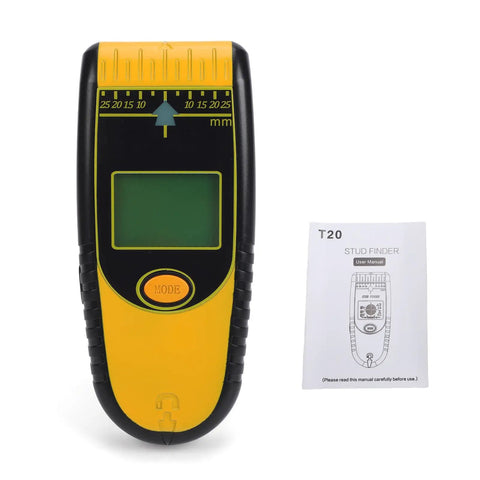 Domary 7 in 1 Digital Stud Finder with Auto Calibration for Easy Wall, showing digital display and user manual.