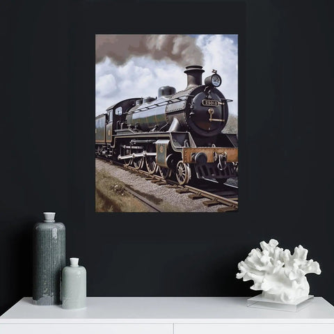 Steam Locomotive Train Wall Art Canvas Print For Bedroom Office Bathroom Living Room Hallway Lightweight Framed Poster Available In 8x10 And 16x20 Inches With Vibrant Colors And Textured Look