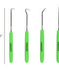 Four Piece Hook And Pick Set With Green Handles For Precision Projects And O Ring Picks A Grab And Go Tool Kit For Automotive And DIY