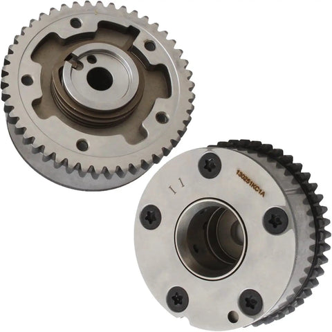 Pro Grade VVT Cam Sprocket And Timing Phaser Kit For 2011-2017 Nissan Juke showing detailed gears and mounting holes.
