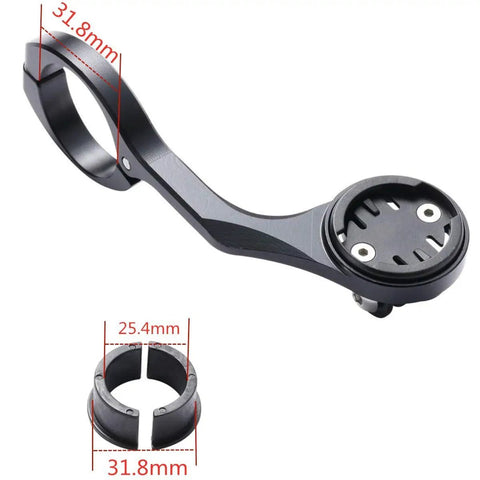 Out Front Aluminum Bicycle Computer Mount for Garmin Edge 200 500 510 800 810 1000 GPS Secure CNC Machined Aluminum Black Handlebar Mount for Quick Front Access During Rides with 31.8mm and 25.4mm inserts